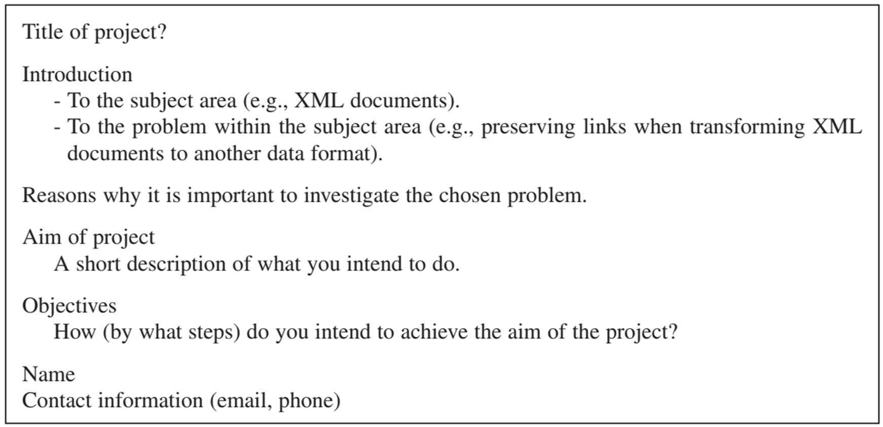 Project proposal example